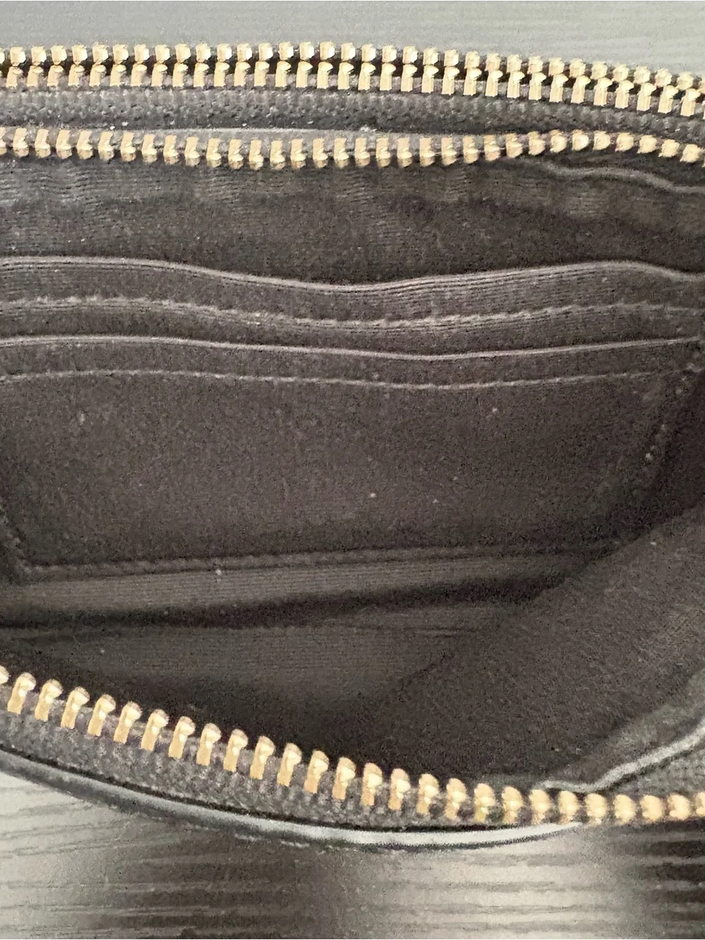 Coach Double Zip Black Leather Wristlet Wallet Gold Hardware